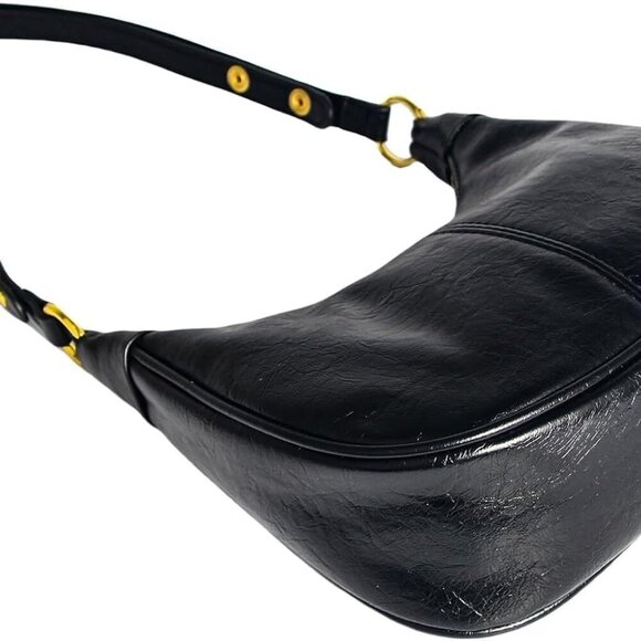 Waxed Leather Crossbody Bag For Women Small Vintage Crescent Hobo Purse - Picture 5 of 8
